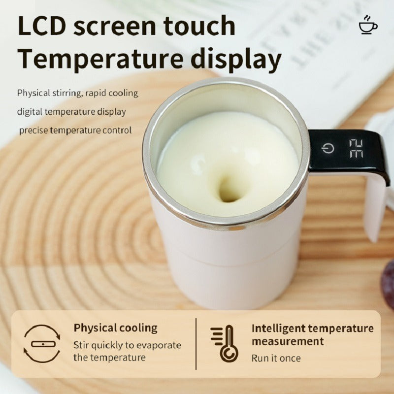 Automatic Coffee Stirring Cup, Stainless Steel Self-stirring Coffee Cup With Lid, Automatic Stirring, LED Intelligent Display Temperature - EBS PLATFORM INC.