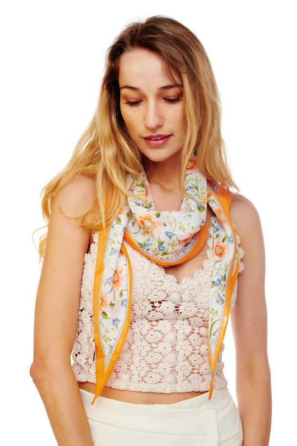 Floral Print Silky Diamond Shape Scarf