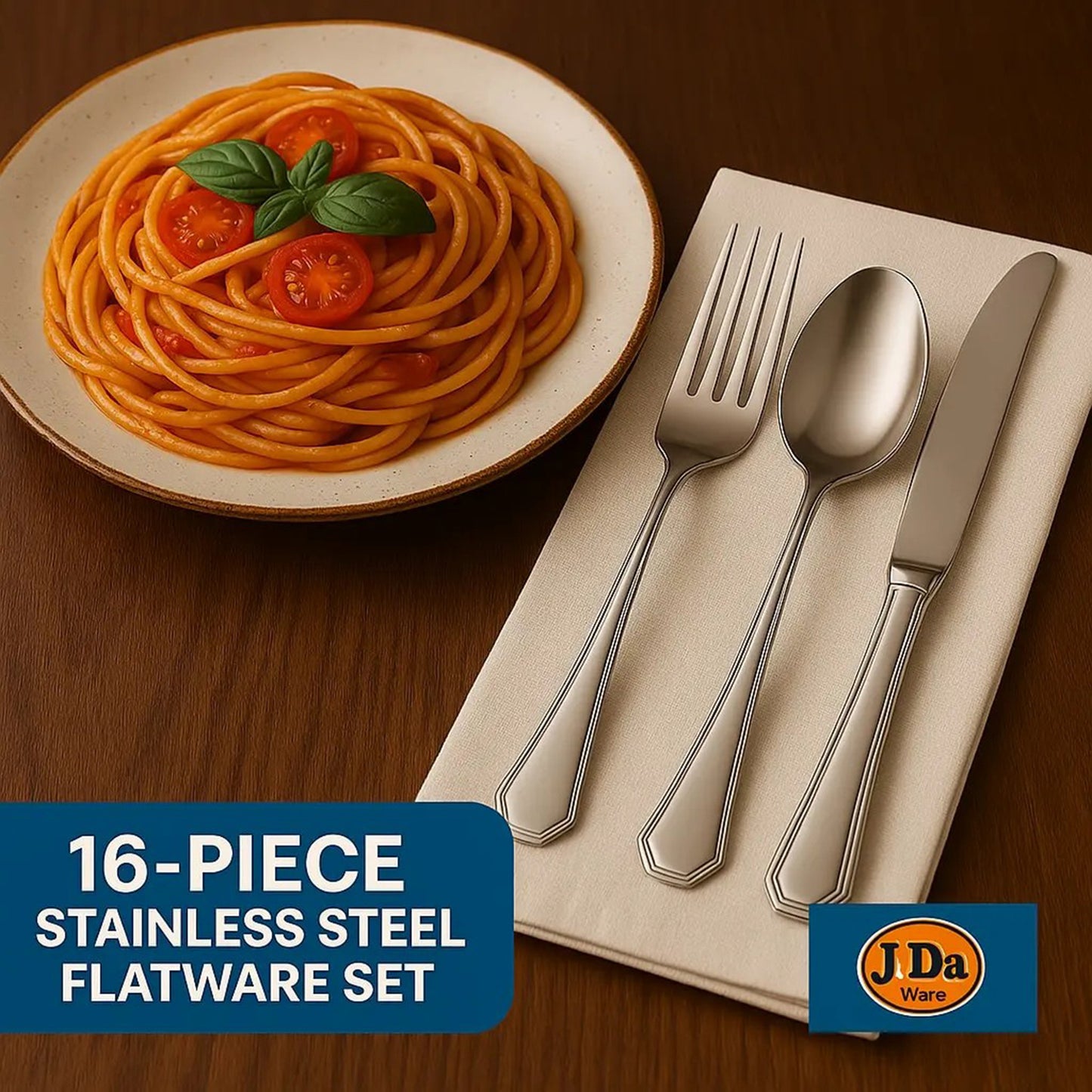 16 Piece Luxury High-end Silver Tableware Family Utensil Set - Stainless Steel 4-person Utensil Service Including Fork, Knife, Spoon, And Teaspoon - Durable, Elegant, Rust Proof Utensil Set, USPS Ship