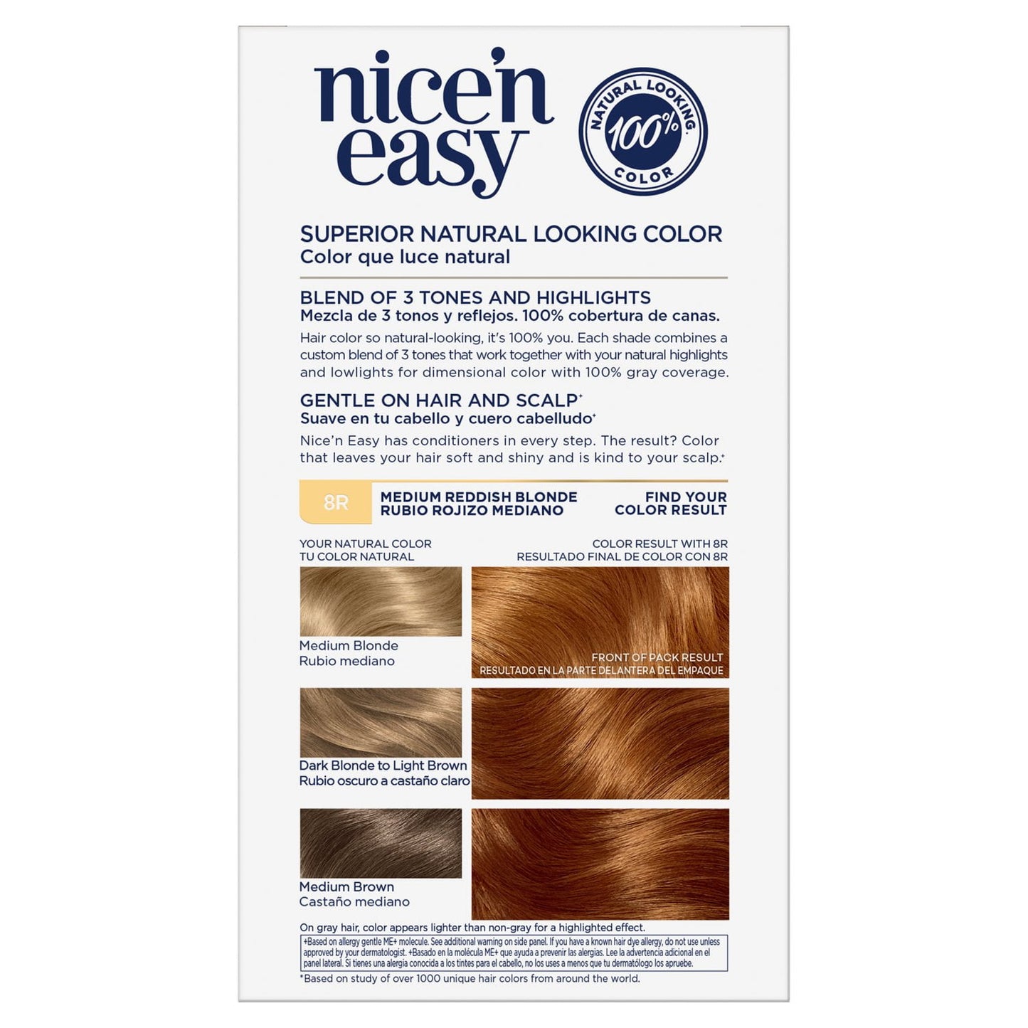 Clairol Nice'n Easy Permanent Hair Color Cream, 8R Medium Reddish Blonde, Hair Dye, 1 Application
