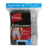 Hanes Men's Black/Grey Boxer Briefs, 3 Pack