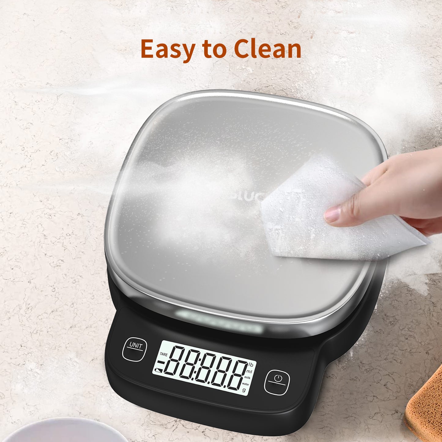 High Precision 0.1g Digital Kitchen Scale - Capacity 5kg, 304 Stainless Steel Surface, Multi-function LCD Display, One-click Peeling
