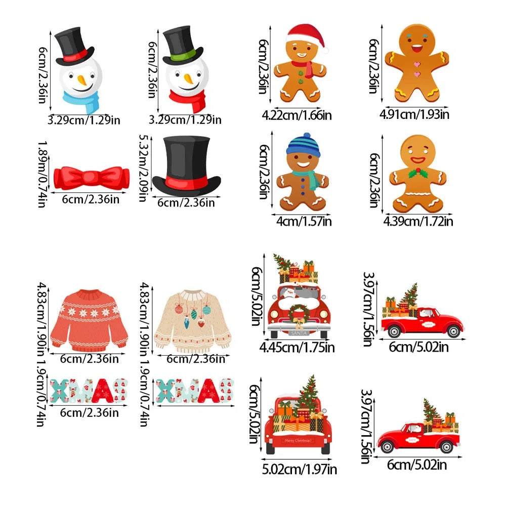 24PCS Christmas Banner Paper Christmas Sign Garland Gingerbread Man Snowman Hanging Christmas Bunting Garland For Christmas Party Decorations Xmas Holiday Home Decor