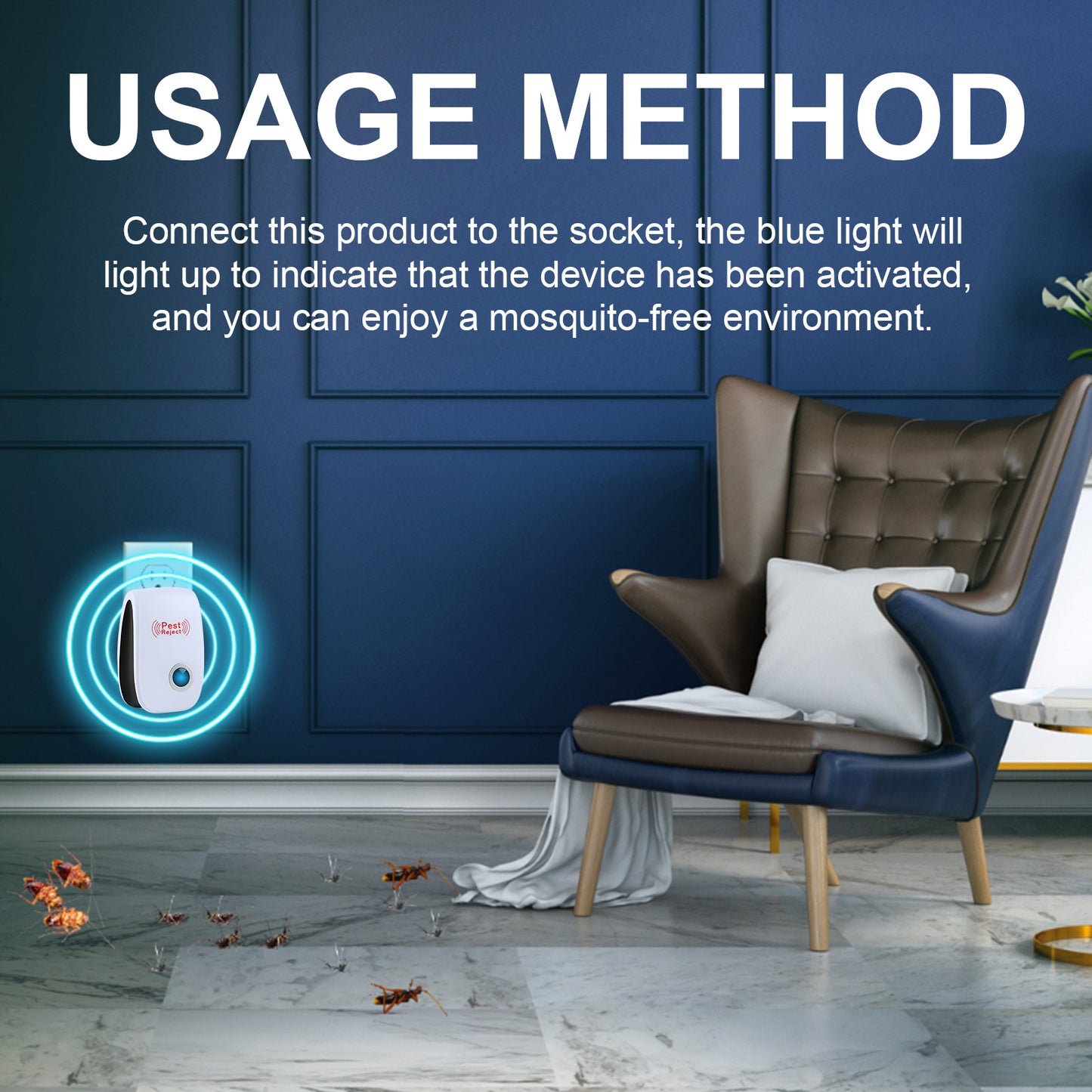 Jue-Fish Ultrasonic Pest Repeller, Mosquito Repellent Household Mosquito Repellent Cockroach Repellent Mouse Repellent Plug-In Intelligent Night Light - EBS PLATFORM INC.