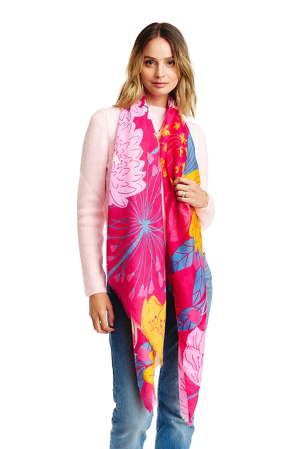 Floral Print Light Weight Oblong Scarf