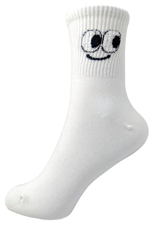 Eyes Print Cotton Crew Socks