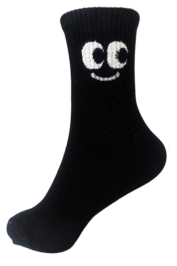 Eyes Print Cotton Crew Socks