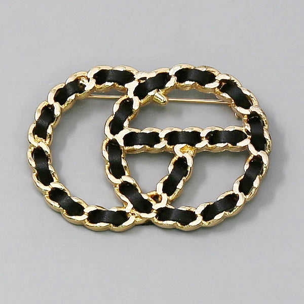 Leather Chain Intelrlocked Brooch