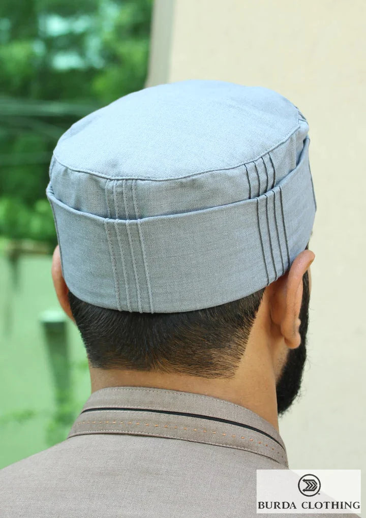 LIGHT GREY FOLDED KUFI