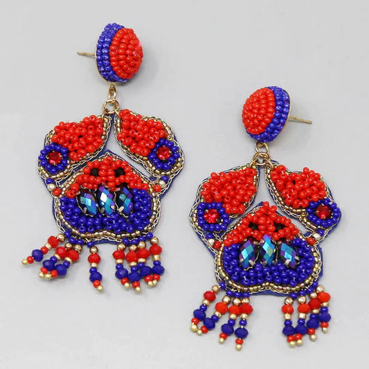 Crab Seed Beaded Drop Earrings