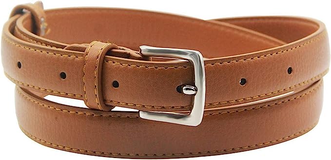 maikun Womens Belt Skinny Leather Solid Color Pin Buckle Simple Waist for Girls Ladies