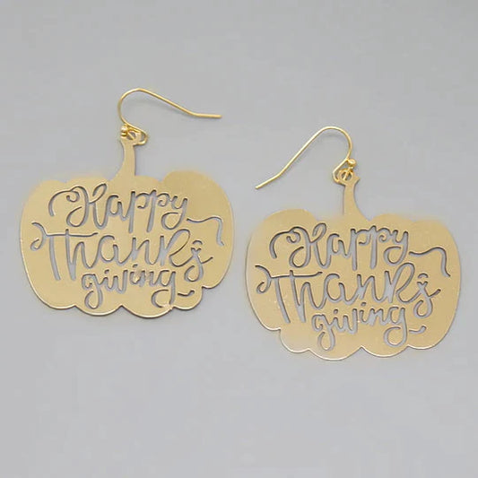 Happy Thanksgiving Filigree Earrings