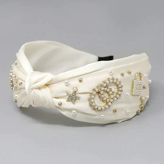 Luxury Charm Embellished Knot Headband
