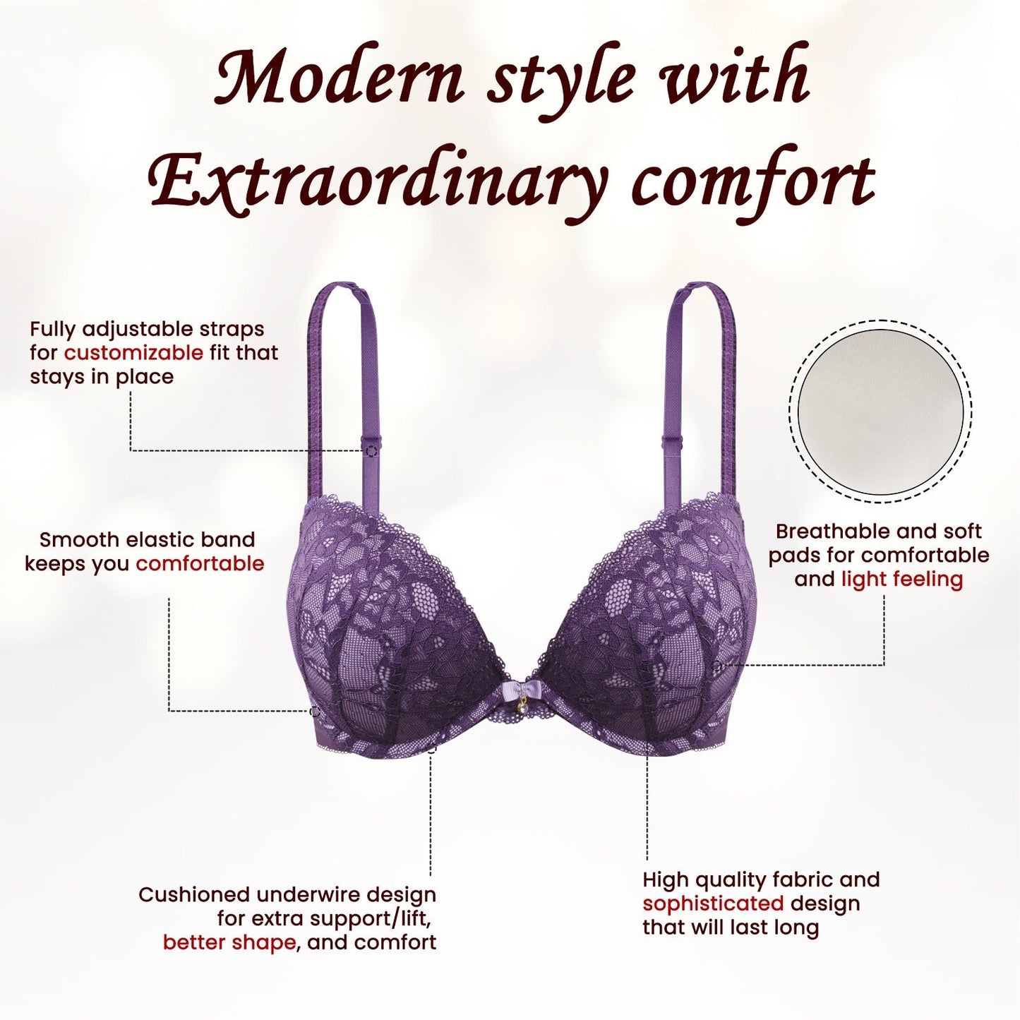 GoldenMark Full coverage sexy red Women Bra HM20005