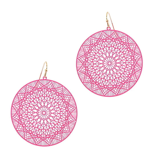 Barbie Theme Textured Metal Filigree Earrings