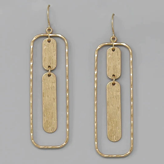 Geometric Hammered Metal Drop Earrings