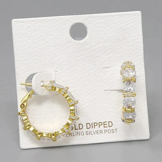 CZ Pave Gold Dipped Hoop Earrings