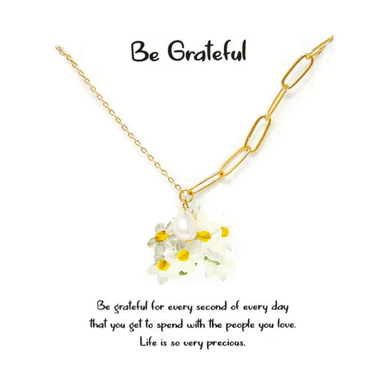 Tell Your Story: BE GRATEFUL Pearl Pendant Short Necklace