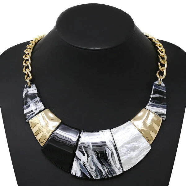 Marble Acetate Curved Short Necklace