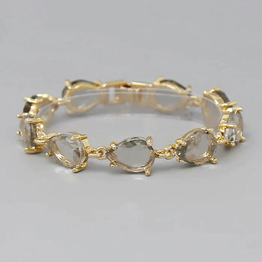 Teardrop Faceted Glass Stone Statement Bracelet