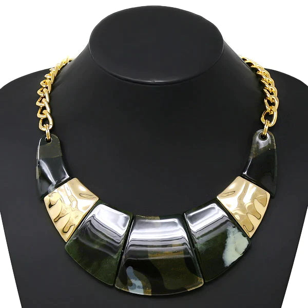 Marble Acetate Curved Short Necklace