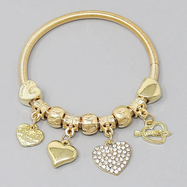 Heart Sliding Charm Spring Bracelet