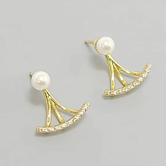 CZ Pave Curved Bar Ear Jackets