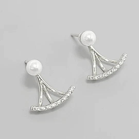 CZ Pave Curved Bar Ear Jackets