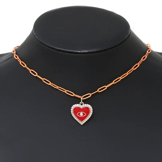 Heart Pendant Short Chain Necklace