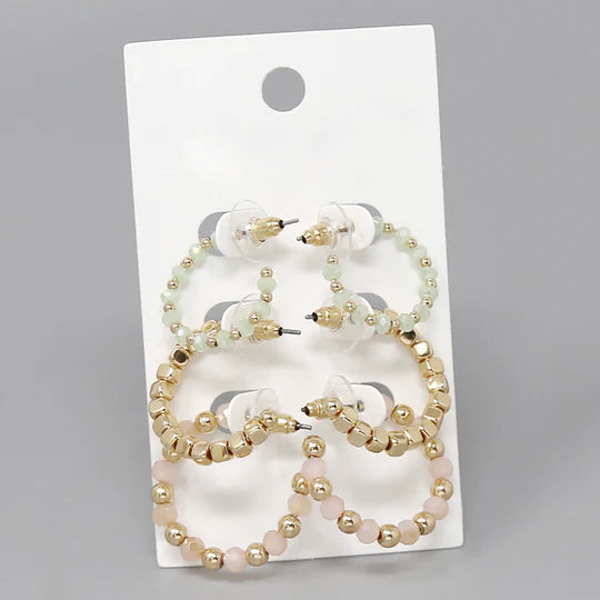 Beaded Hoop Earring Set