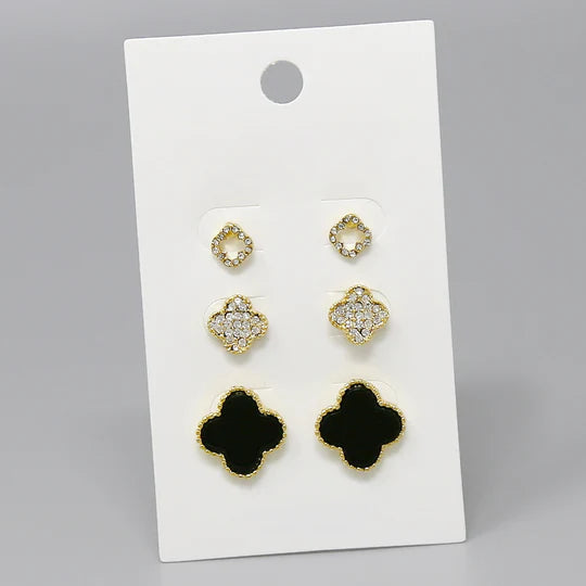 Clover Shape Stud Earring Set