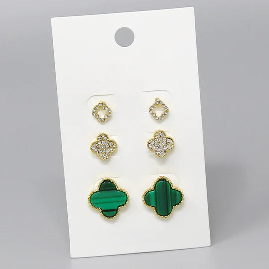 Clover Shape Stud Earring Set