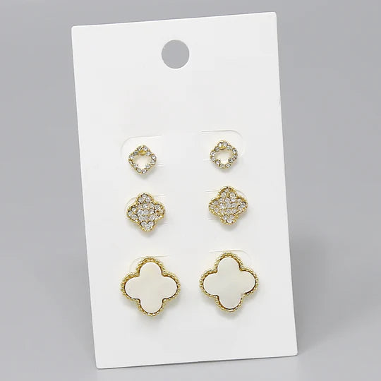 Clover Shape Stud Earring Set