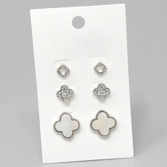 Clover Shape Stud Earring Set