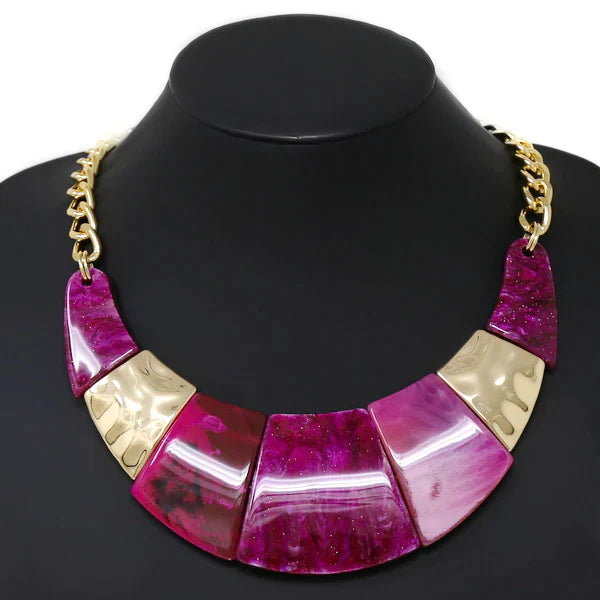 Marble Acetate Curved Short Necklace