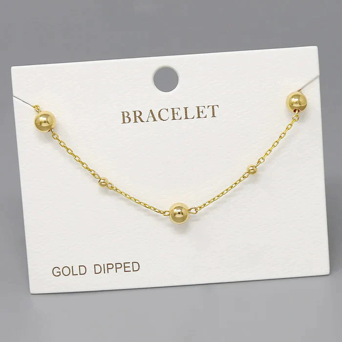 Metal Ball Station Gold Dipped Bracelet