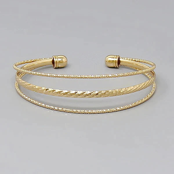 Textured Metal Triple Cuff Bracelet