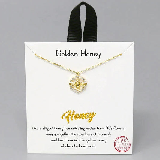 Tell Your Story: GOLDEN HONEY Bee Pendant Short Necklace