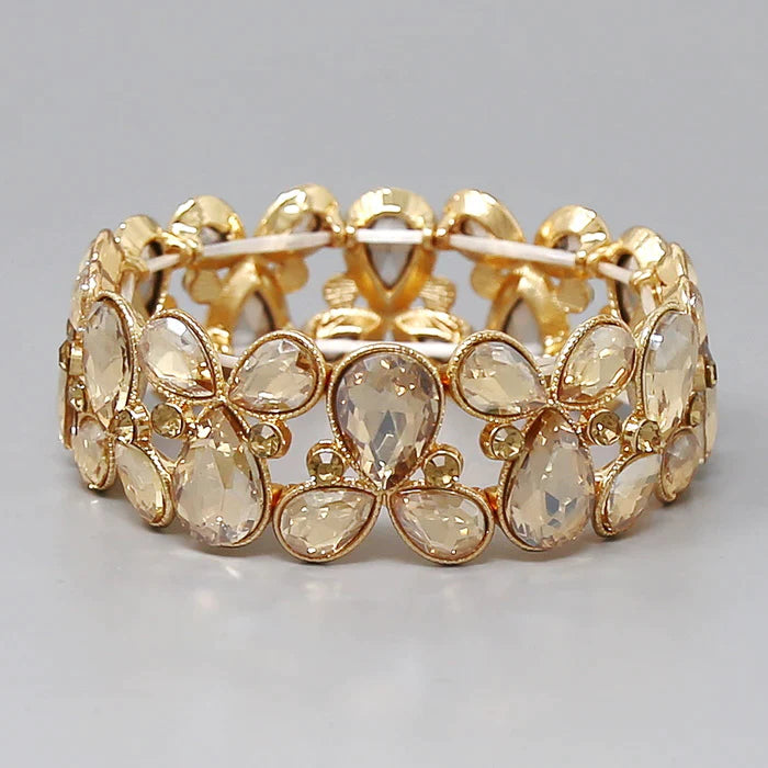 Glass Stone Embellished Stretch Bracelet