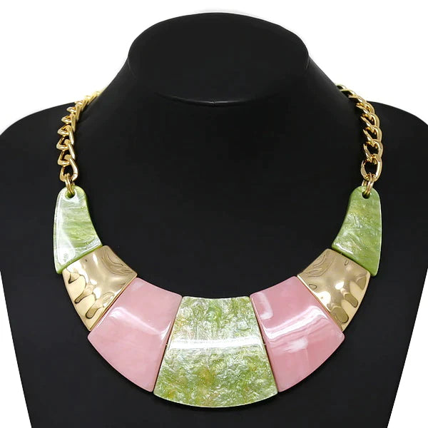 Marble Acetate Curved Short Necklace