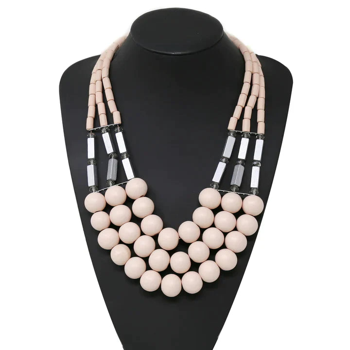 Wood Beaded Layered Necklace