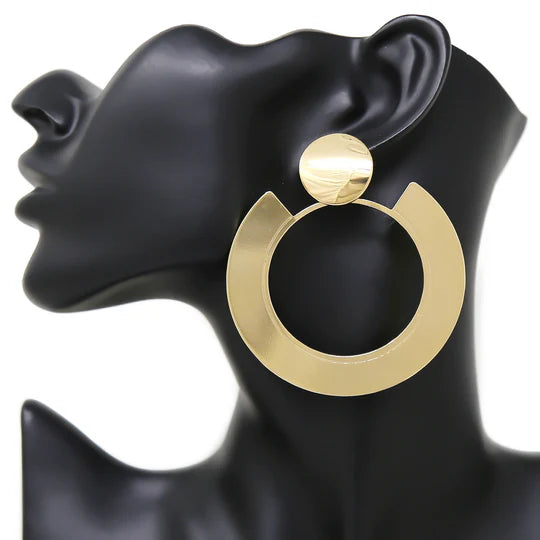 Oversize Metal Hoop Drop Earrings