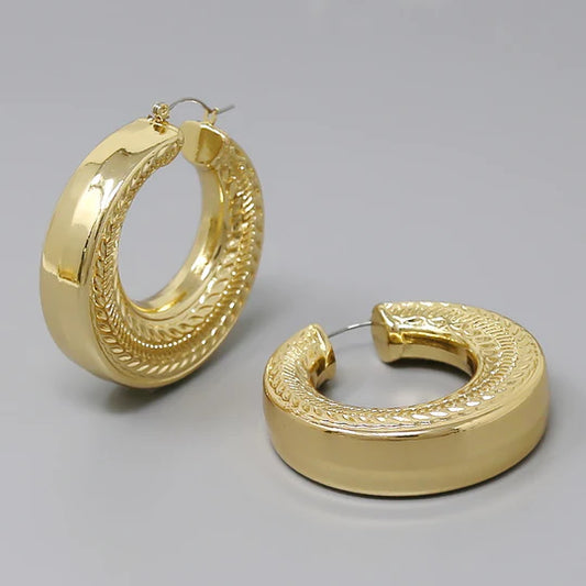 Chunky Textured Metal Hoop Earrings