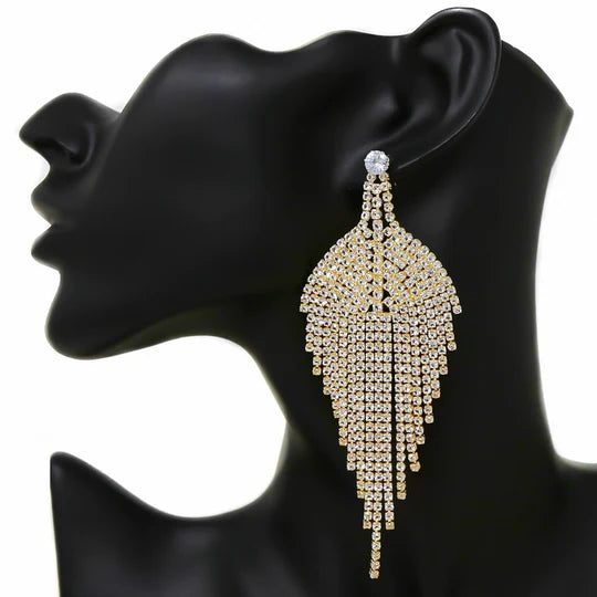 Rhinestone Fringe Statement Earrings