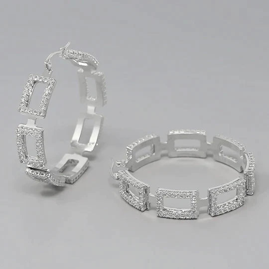 Rhinestone Pave Statement Hoop Earrings