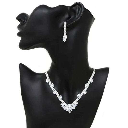 Cubic Zirconia Pave Necklace Set