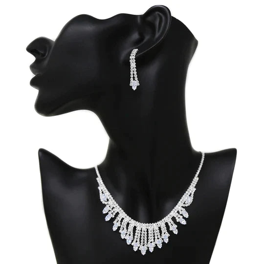 Cubic Zirconia Pave Necklace Set