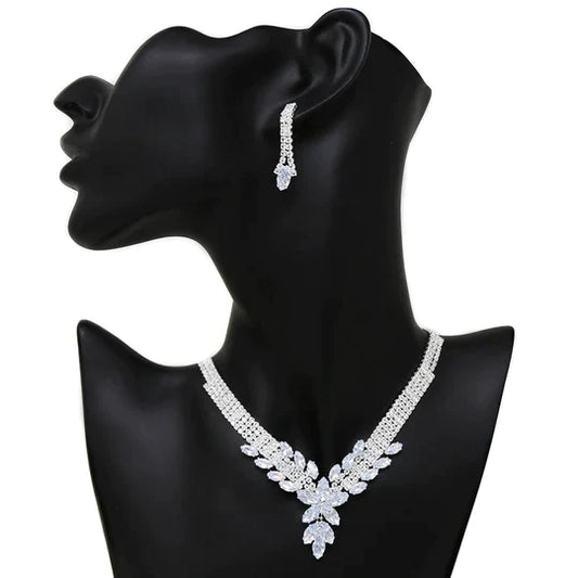 Cubic Zirconia Pave Necklace Set