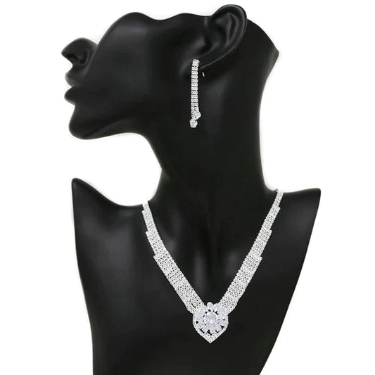 Cubic Zirconia Pave Necklace Set