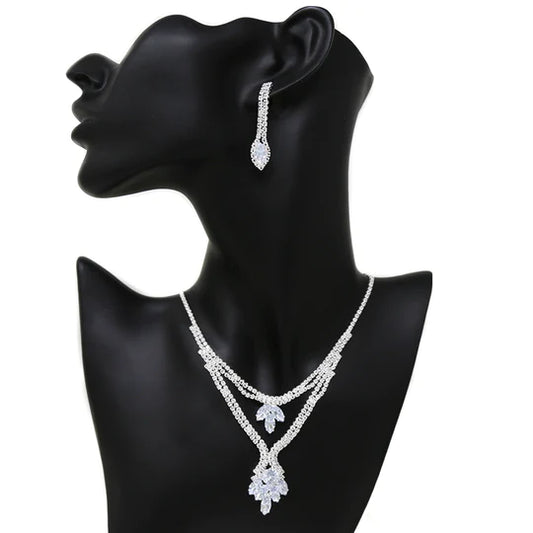 Cubic Zirconia Pave Necklace Set